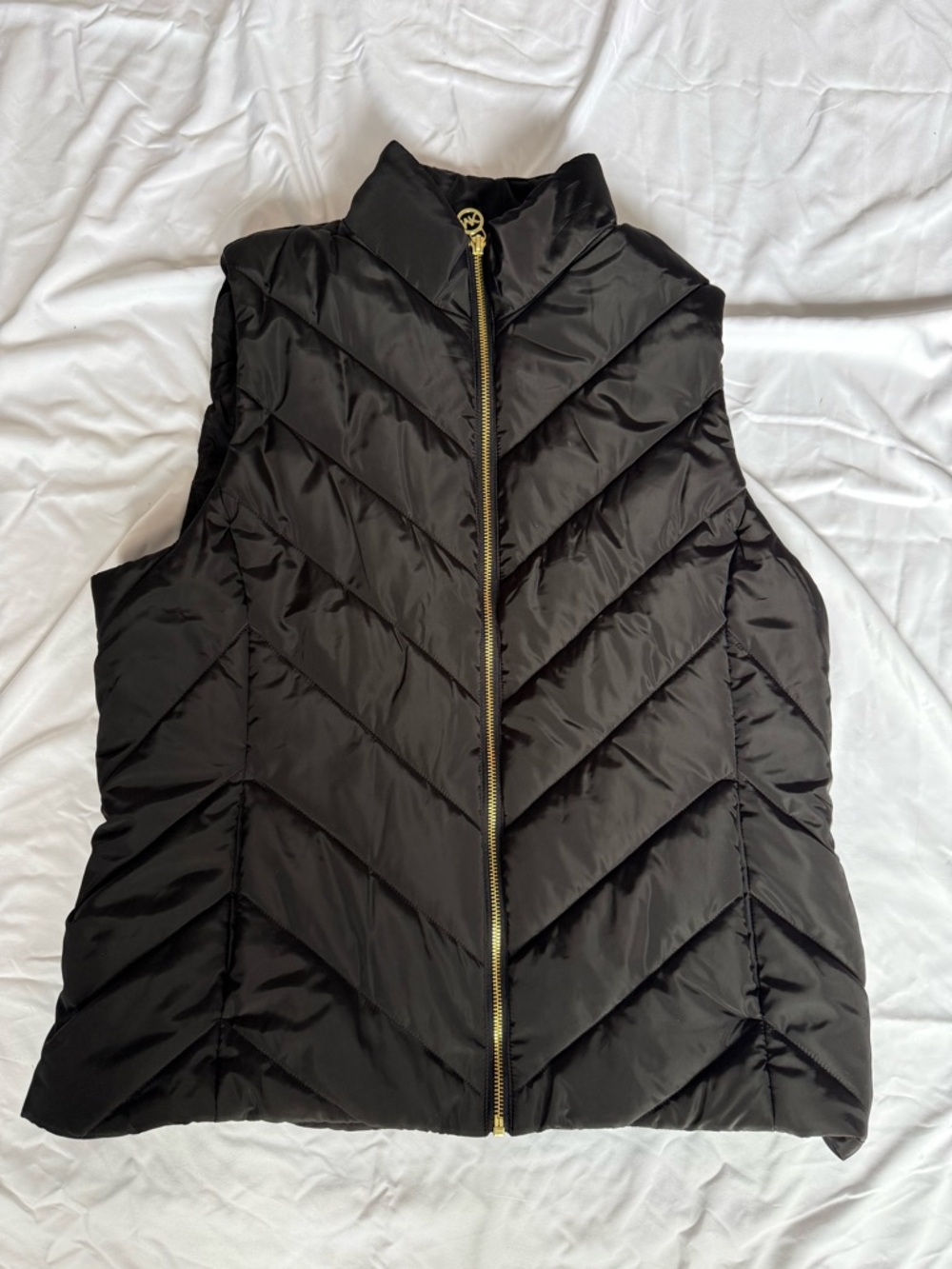 Michael Kors Black Quilted Puffer Vest with Gold Zipper
